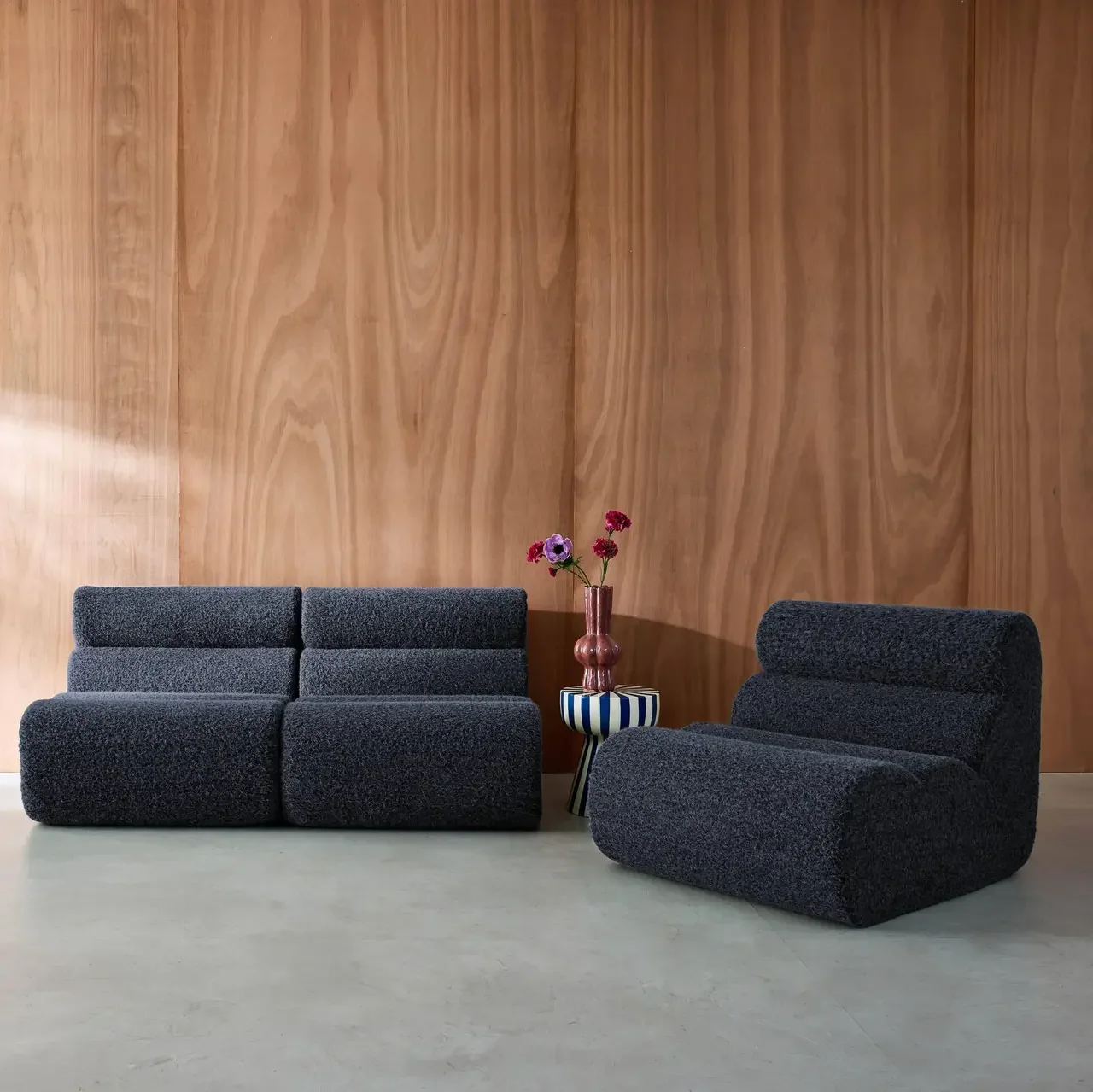 Chauffeuse 1 place aspect alpaca - Lot de 3 fauteuils moelleux Nova