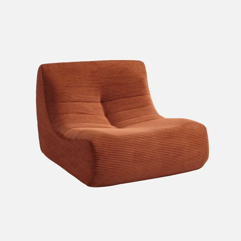 Samt-Cord-Sessel 1-Sitzer mit Fußhocker Sokol
