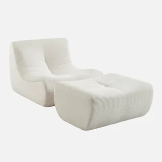 Samt-Cord-Sessel 1-Sitzer mit Fußhocker Sokol
