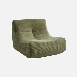 Samt-Cord-Sessel 1-Sitzer mit bequemer Fußstütze Sokol