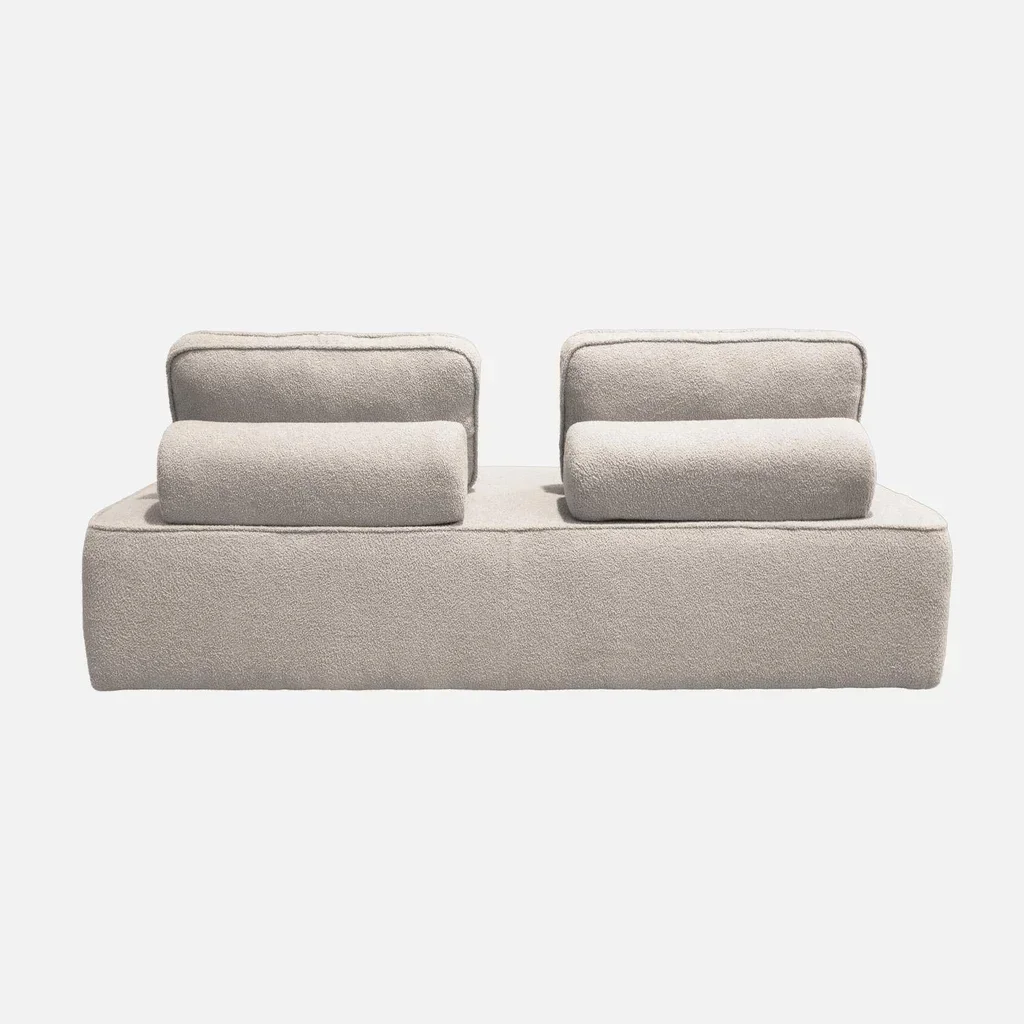 Chauffeuse 2 places Bao en bouclette crème vintage 190 cm