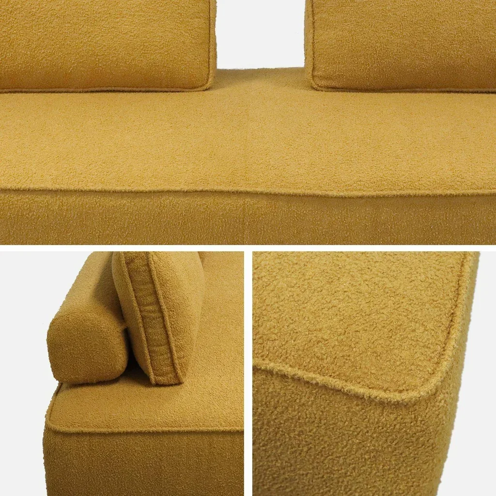 Chauffeuse 2 places Bao bouclette crème vintage modulable