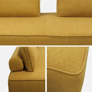 Chauffeuse 2 places Bao bouclette crème vintage modulable