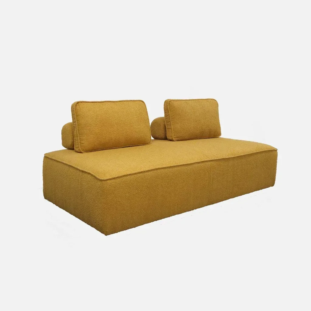Chauffeuse 2 places Bao bouclette crème vintage modulable