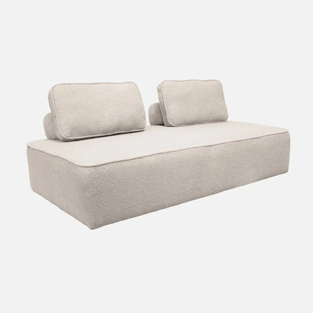 Chauffeuse 2 places Bao en bouclette crème vintage 190 cm