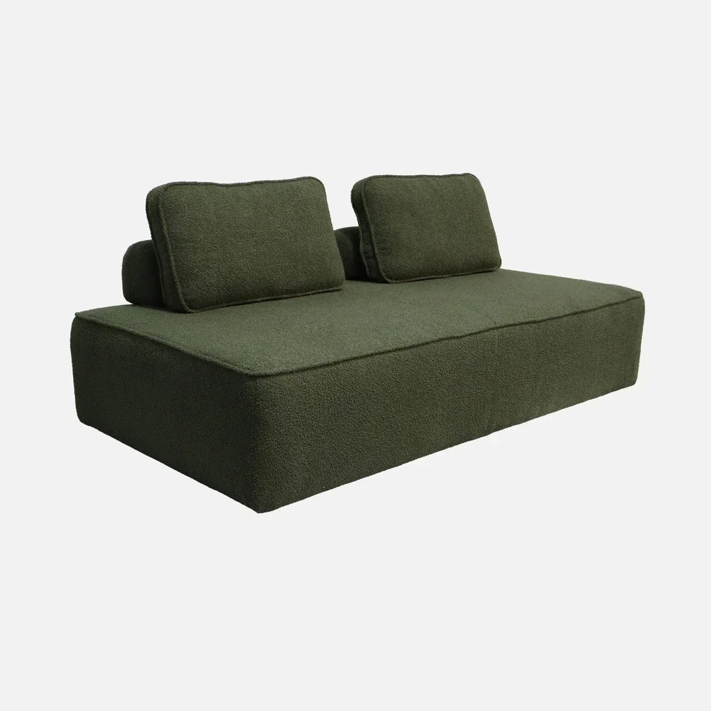 Chauffeuse 2 places Bao bouclette crème vintage salon confort modulable