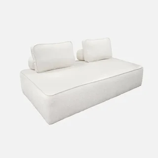 Chauffeuse 2 places bouclette crème vintage Bao - Canapé modulable confort intermédiaire 190x90cm