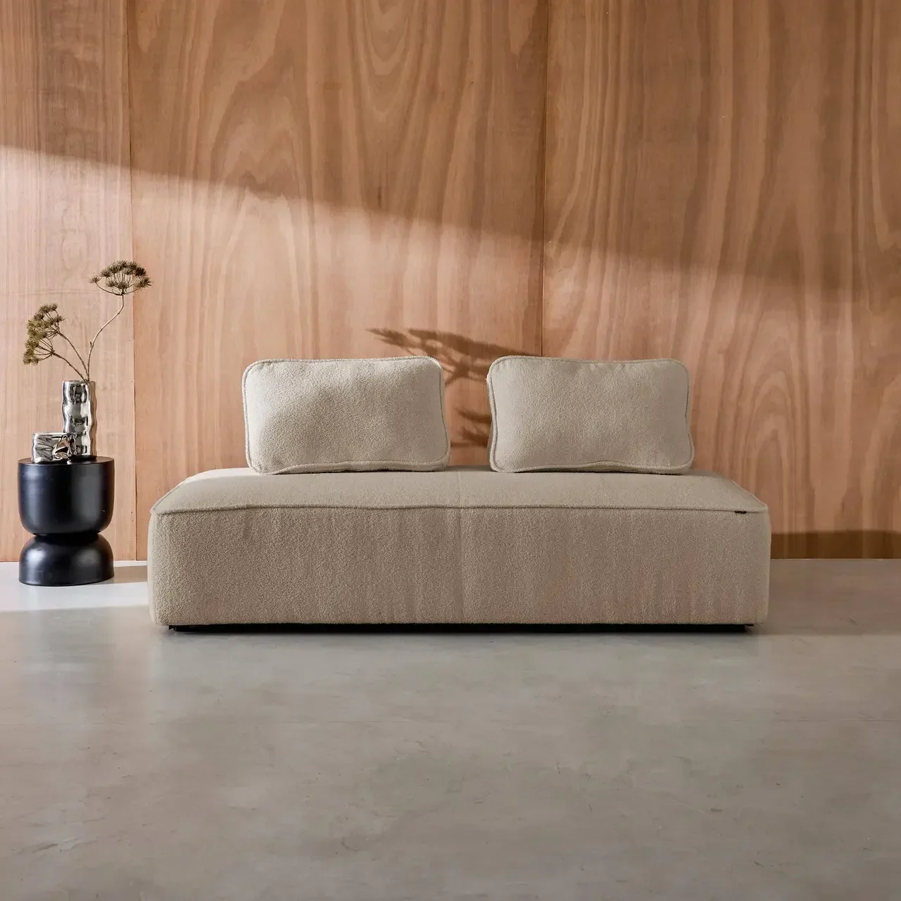 Chauffeuse 2 places Bao en bouclette crème vintage 190 cm