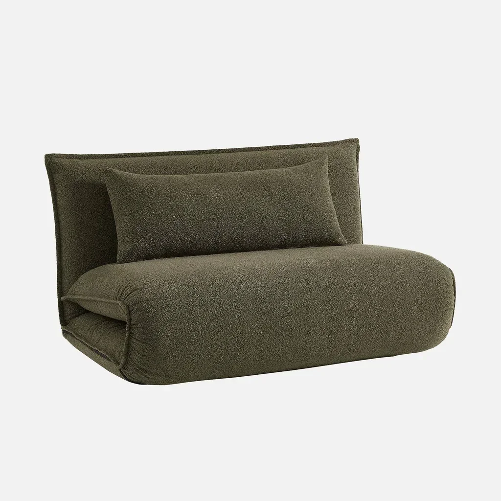 Chauffeuse 2 places convertible bouclette texturée Fleeep gris