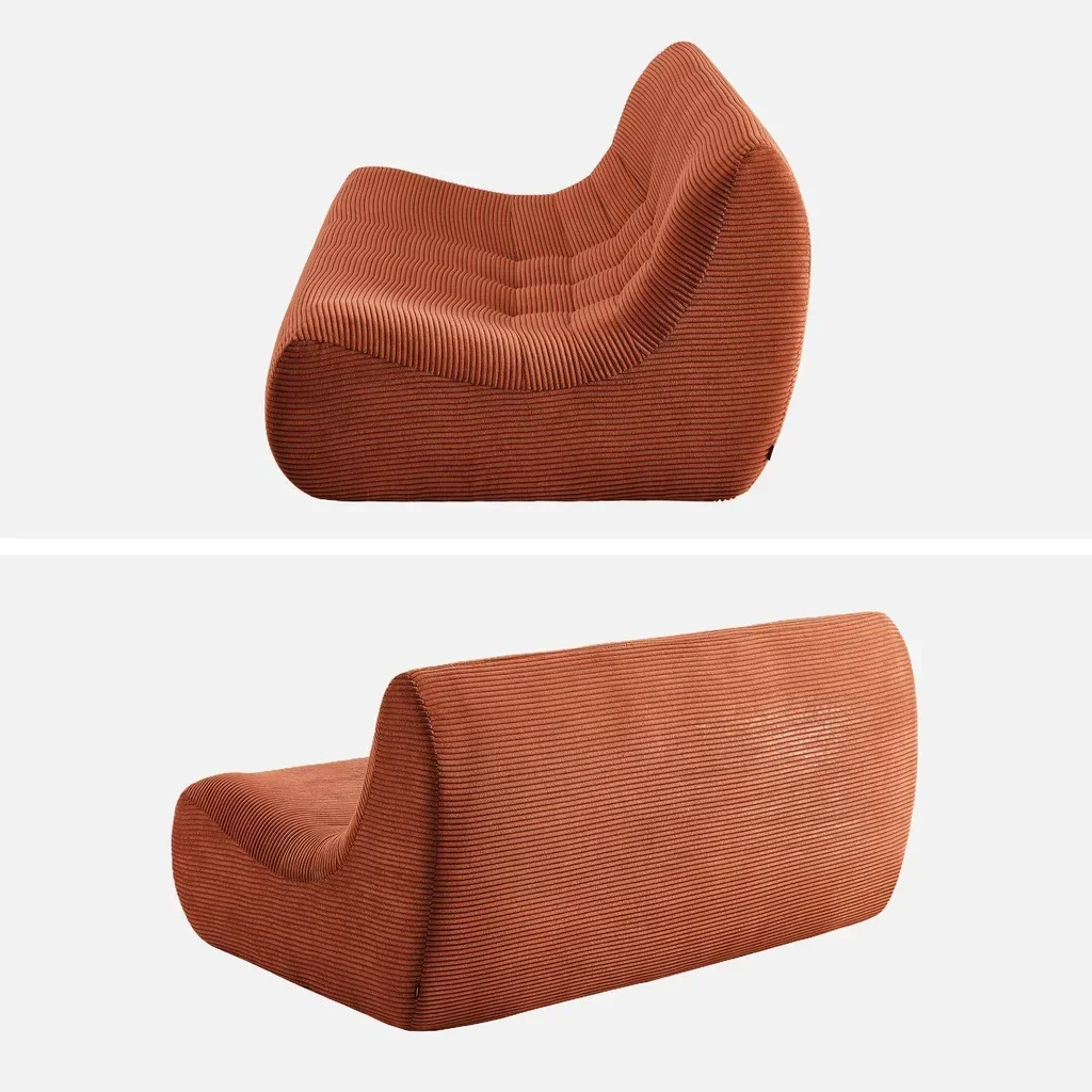 Chauffeuse 2 places velours côtelé Sokol - canapé compact et moelleux pour salon ou chambre
