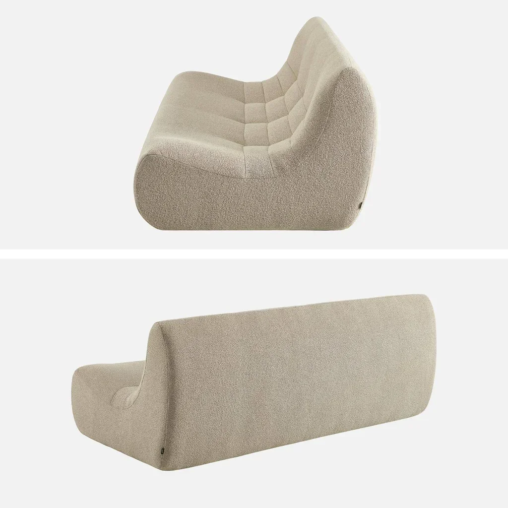 Chauffeuse 3 places Sokol effet bouclette texturée beige confortable