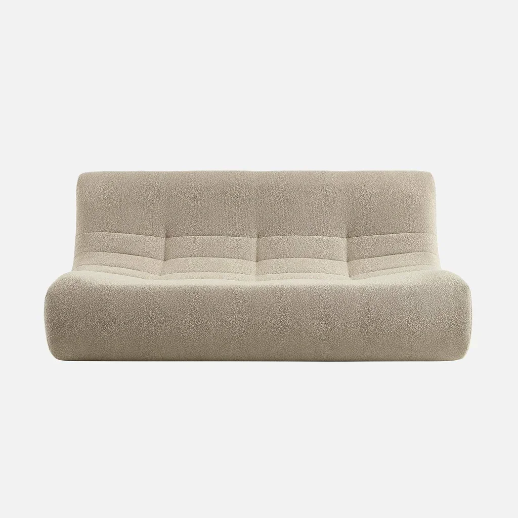 Chauffeuse 3 places Sokol effet bouclette texturée beige confortable
