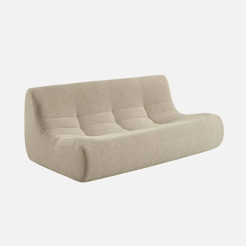 Chauffeuse 3 places Sokol effet bouclette texturée beige confortable