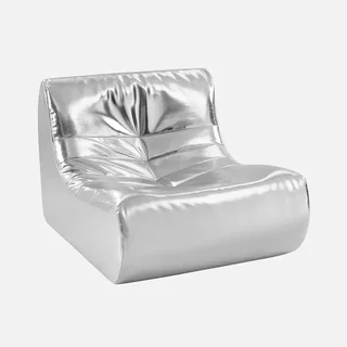 Chauffeuse Sokol Silver simili cuir argenté métallisé design rétro chic