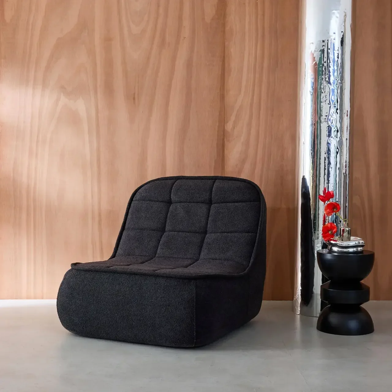 Chauffeuse Boni en bouclette texturée beige monoplace design