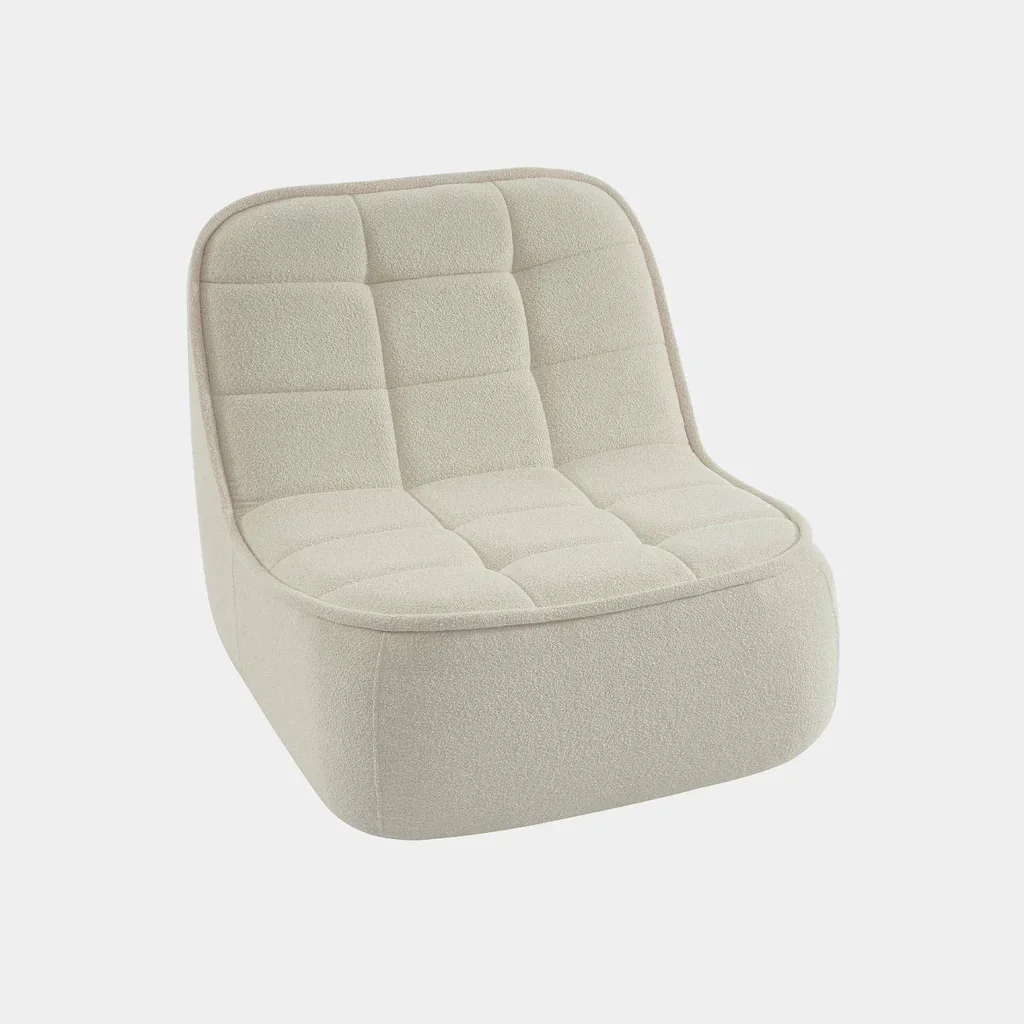 Chauffeuse Boni en bouclette texturée monoplace beige confortable