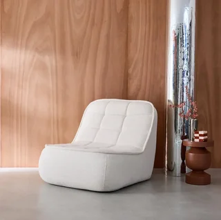 Chauffeuse Boni en bouclette texturée monoplace beige confortable