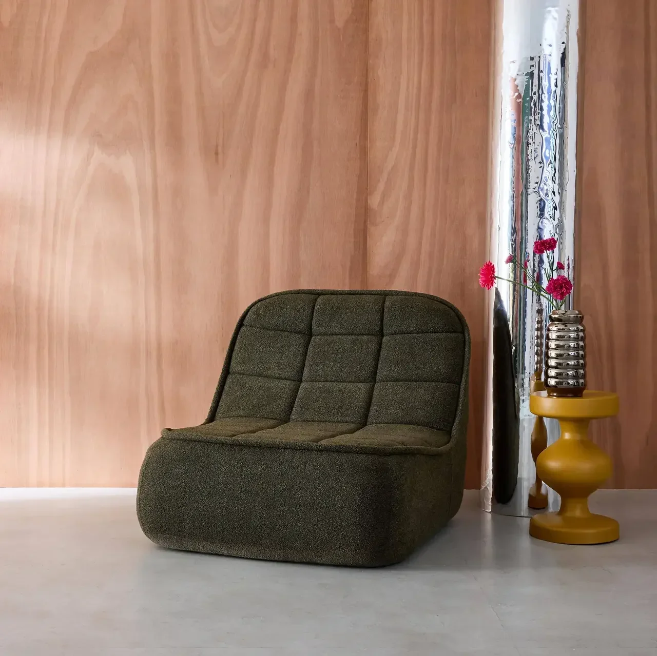 Chauffeuse Boni bouclette texturée beige monoplace salon cosy