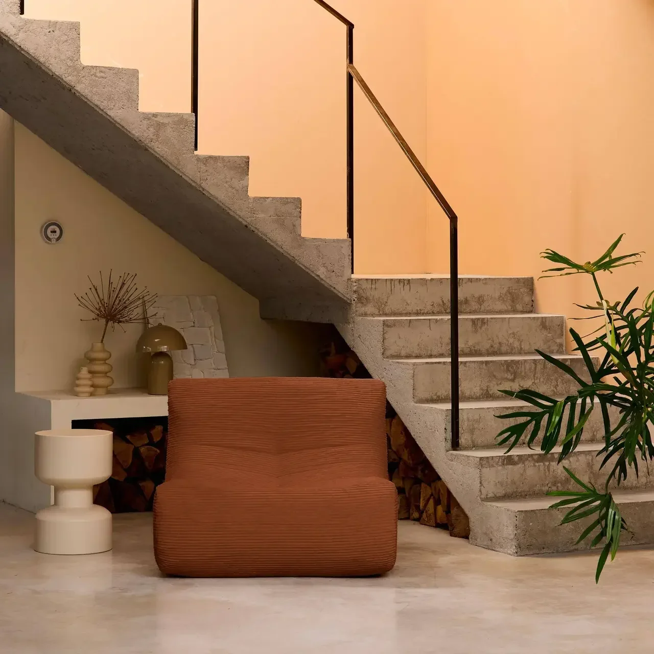 Chauffeuse velours côtelé 1 place Sokol - Fauteuil cosy et moelleux