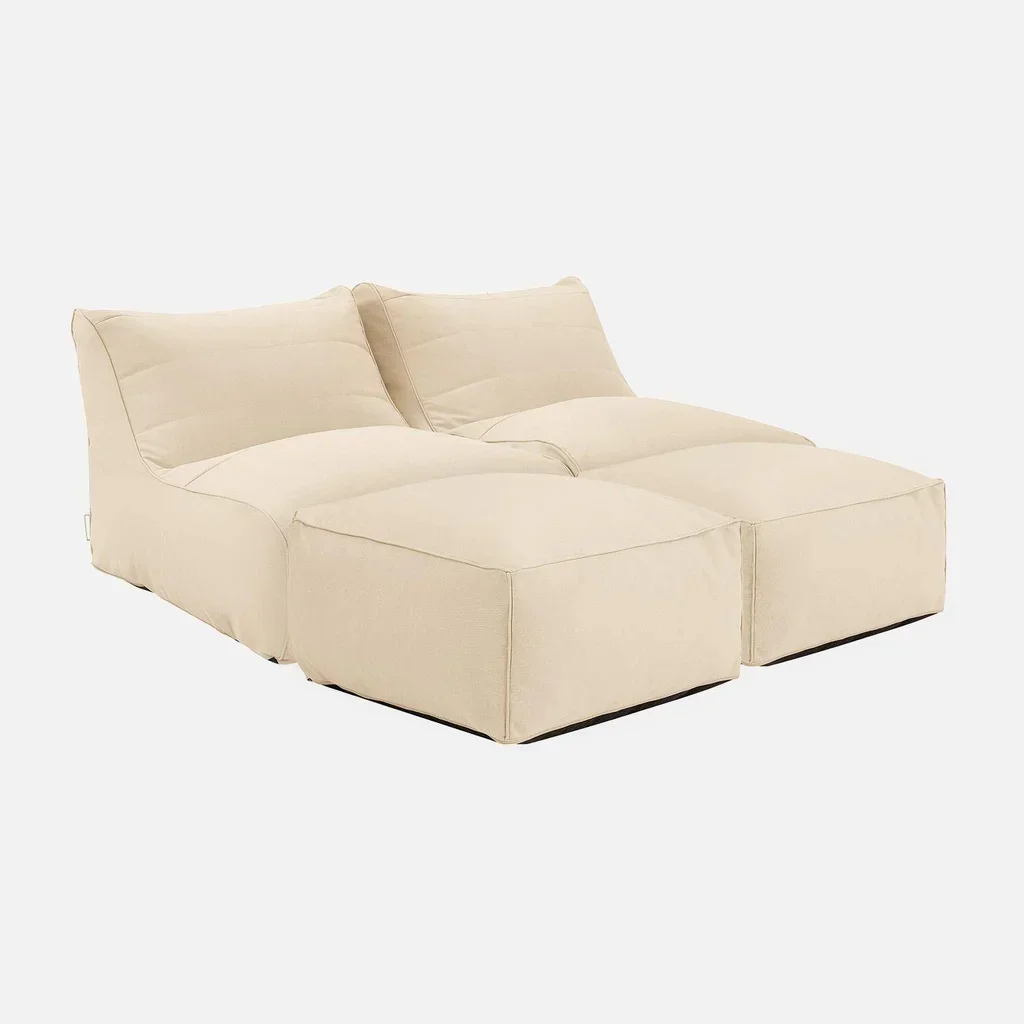 Chauffeuse jardin repose-pieds oléfine beige - Lot 2 pièces