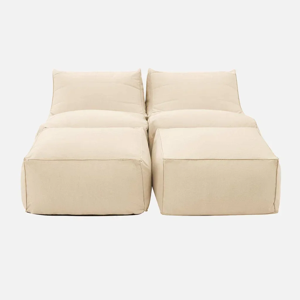 Chauffeuse jardin repose-pieds oléfine beige - Lot 2 pièces