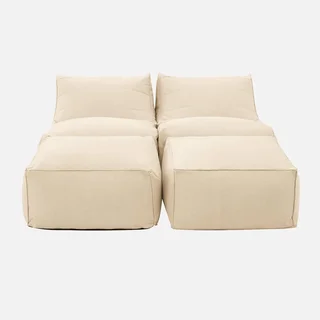 Chauffeuse jardin repose-pieds oléfine beige - Lot 2 pièces