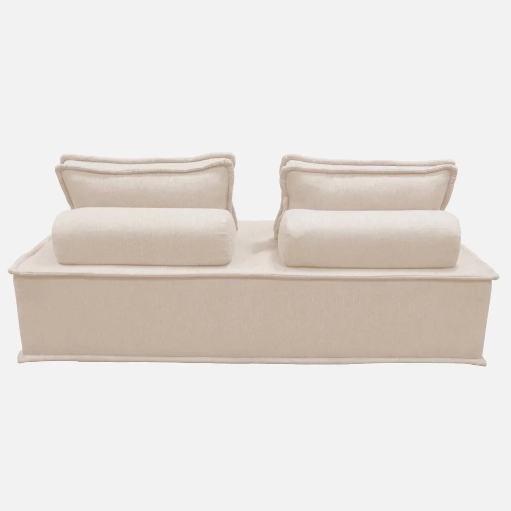 Chauffeuse modulable 2 places tissu capitonné beige Dao