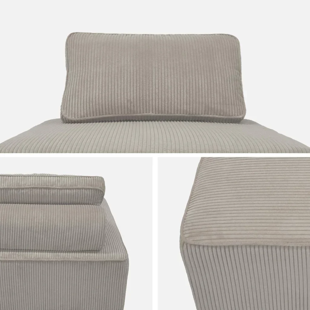 Modular Velvet Armchair Green Corduroy Lao 90x90cm