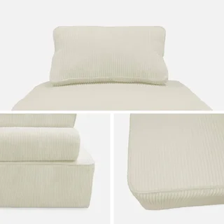 Sillón ajustable de terciopelo pana Lao verde - Butaca vintage