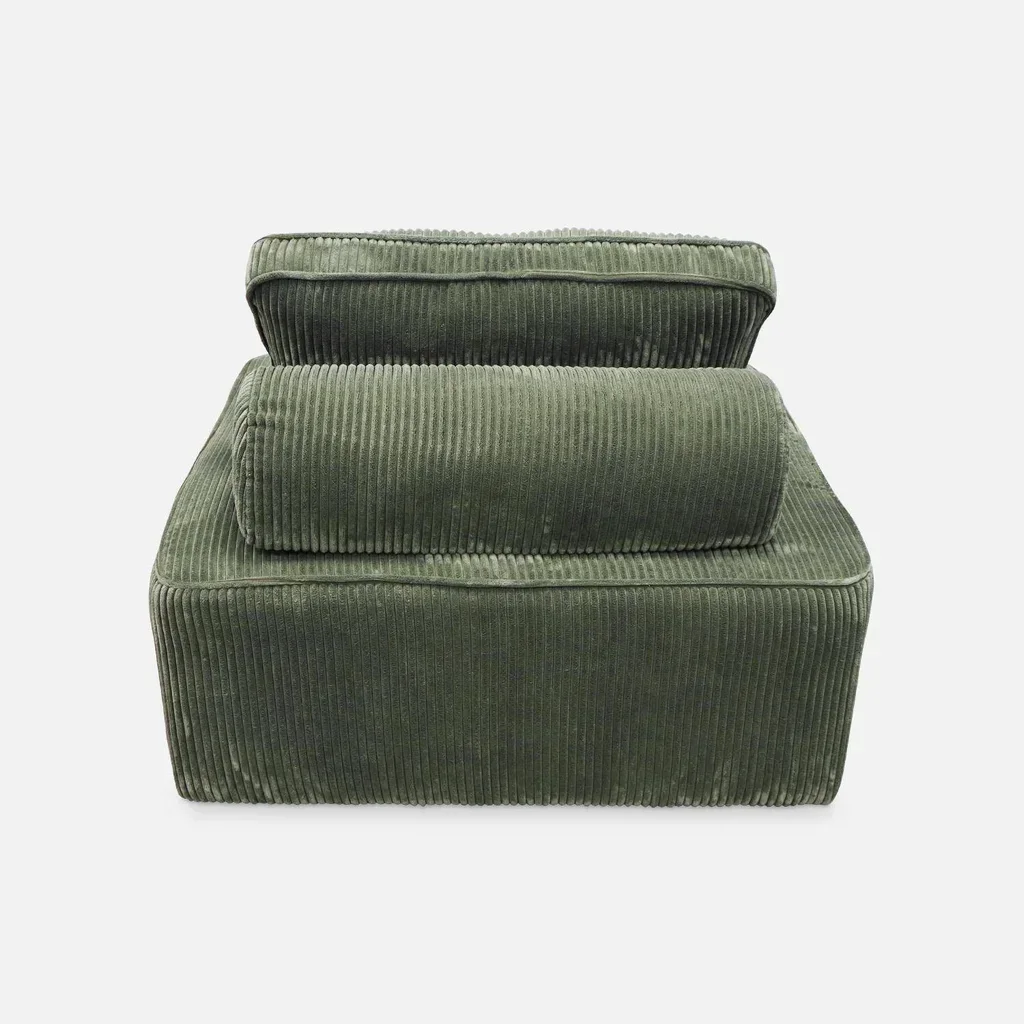 Modular Velvet Corduroy Armchair Lao Green Vintage 90x90cm