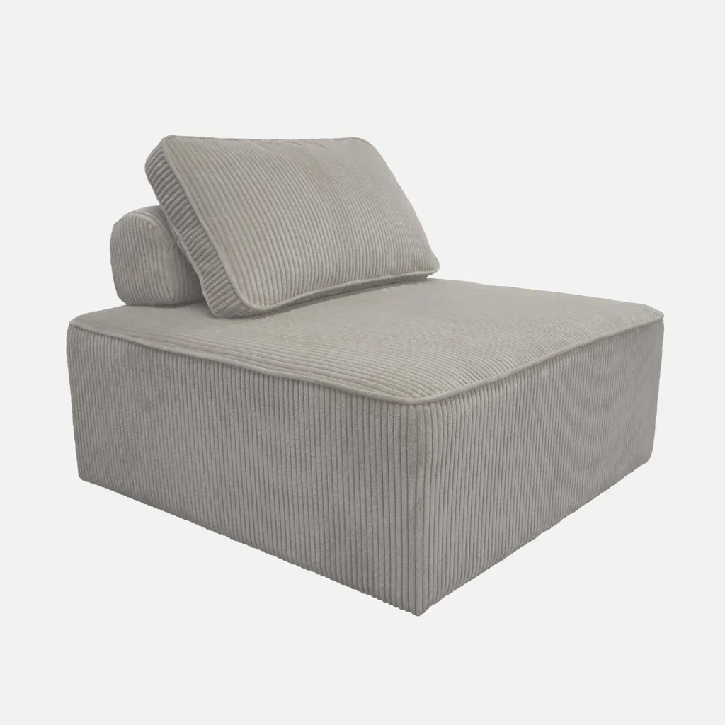 Modular Velvet Armchair Green Corduroy Lao 90x90cm
