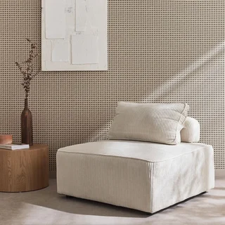 Sillón ajustable de terciopelo pana Lao verde - Butaca vintage
