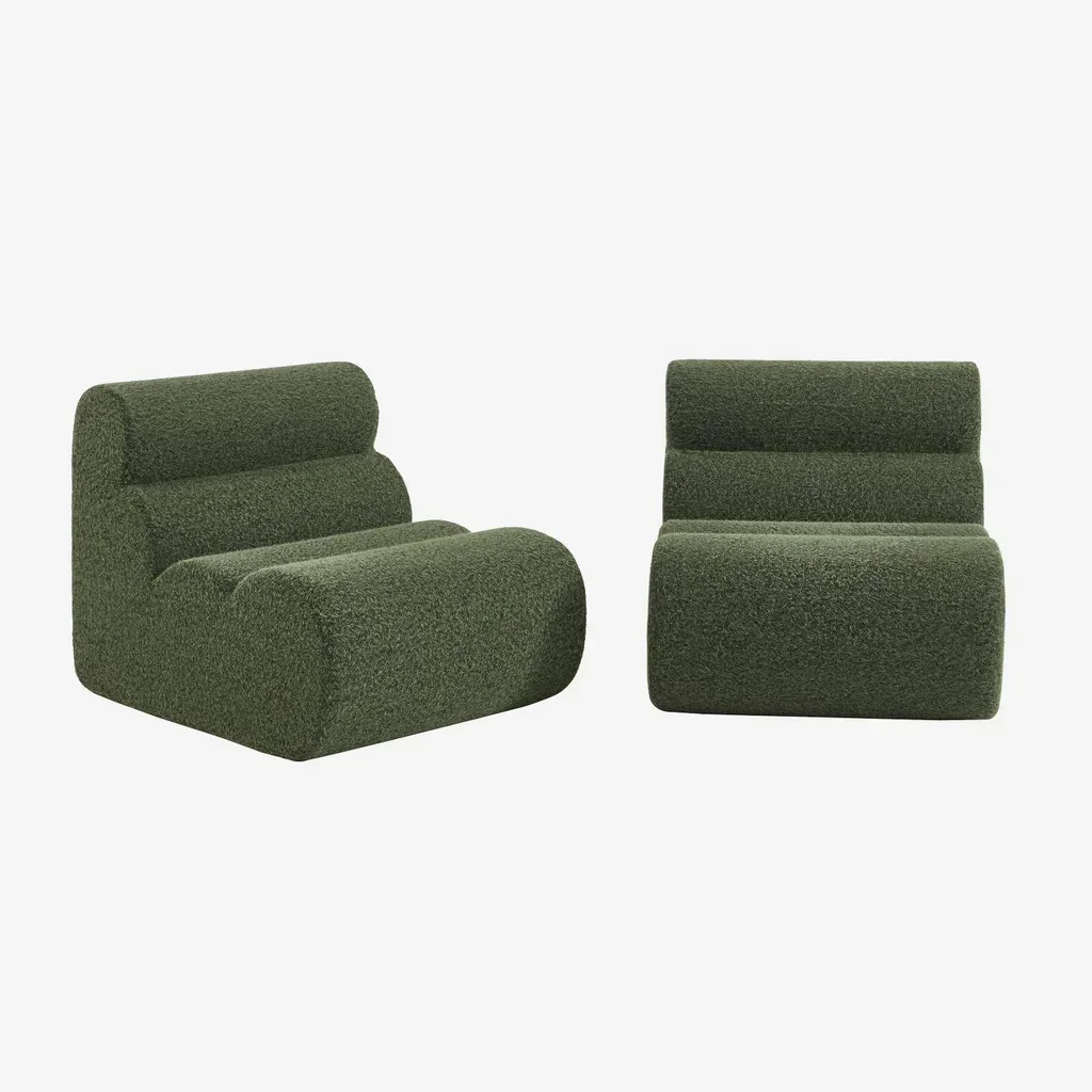 Lot de 2 chauffeuses tissu effet alpaga confortables - Nova