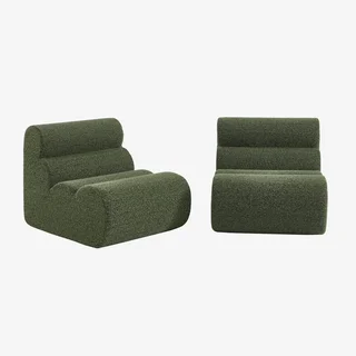 Lot de 2 chauffeuses tissu effet alpaga confortables - Nova