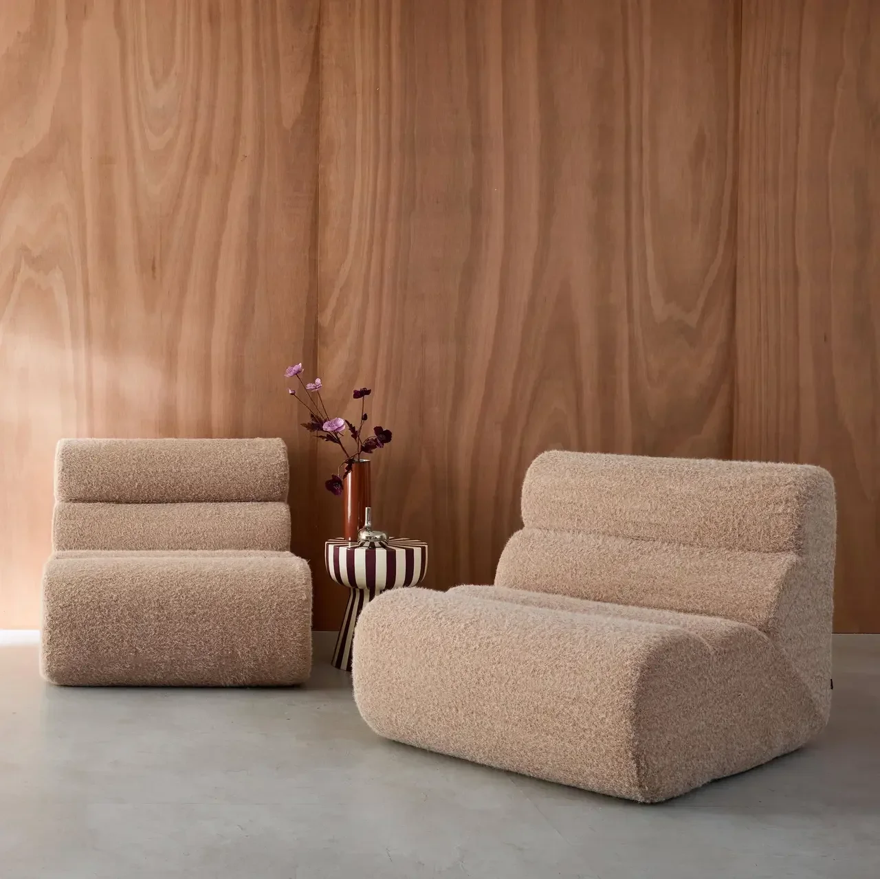 Chauffeuse tissu effet alpaga monoplace lot de 2 - confort douillet