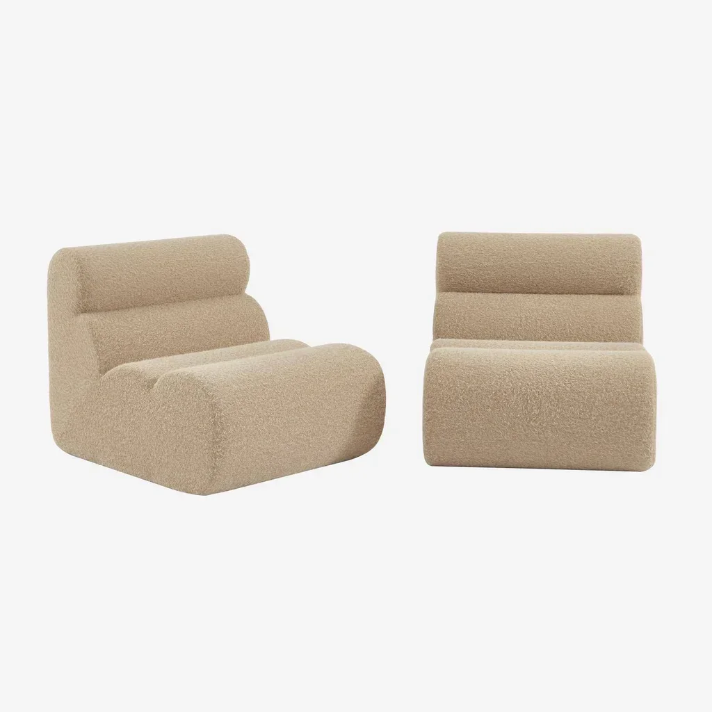 Chauffeuse tissu effet alpaga monoplace lot de 2 - confort douillet