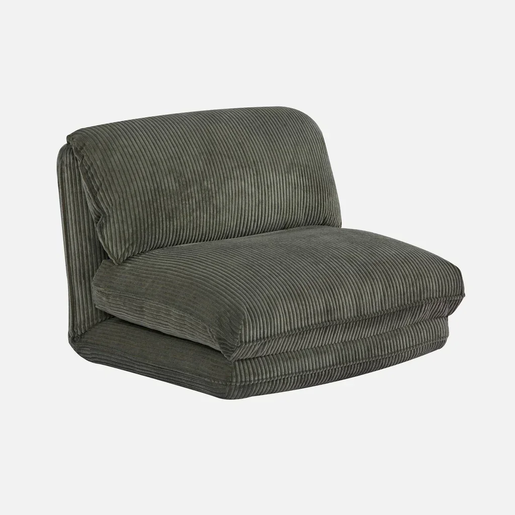 Chauffeuse transformable velours côtelé 1 place convertible lit d'appoint