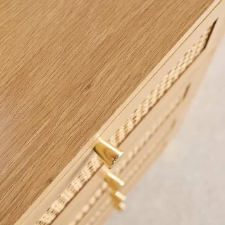 4-Schubladen Kommode Rattan Naturholz Boho-Stil Judith