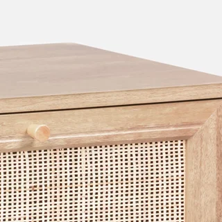 Cassettiera 4 cassetti rattan legno naturale stile boho vintage