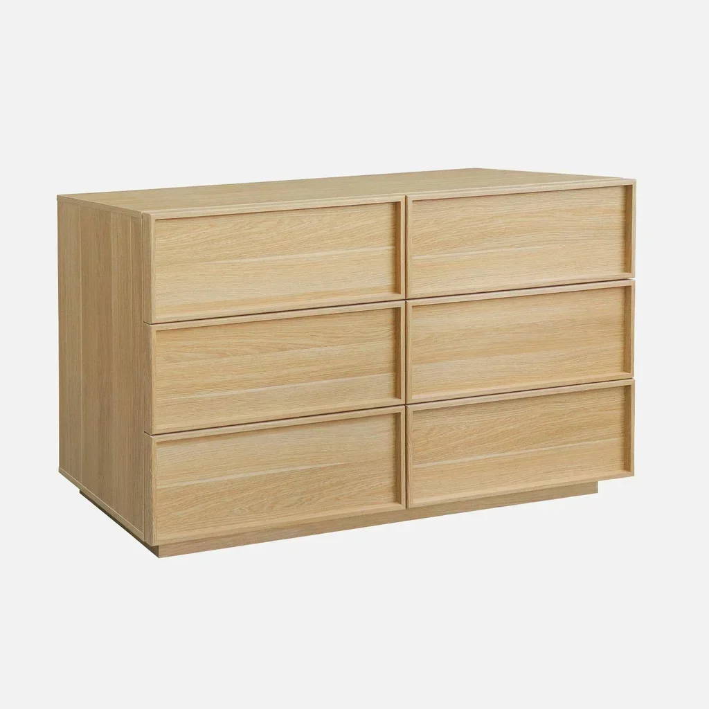 Commode Kuba 6 tiroirs effet bois naturel chambre salon