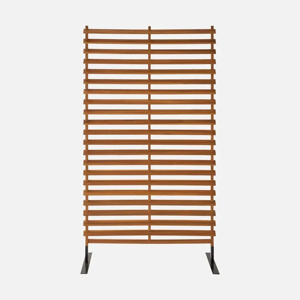 Biombo madeira acácia 100 cm interior exterior ripas inclinadas