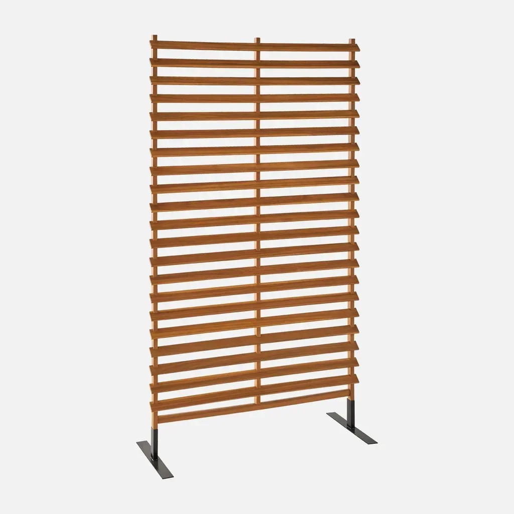 Biombo madeira acácia 100 cm interior exterior ripas inclinadas