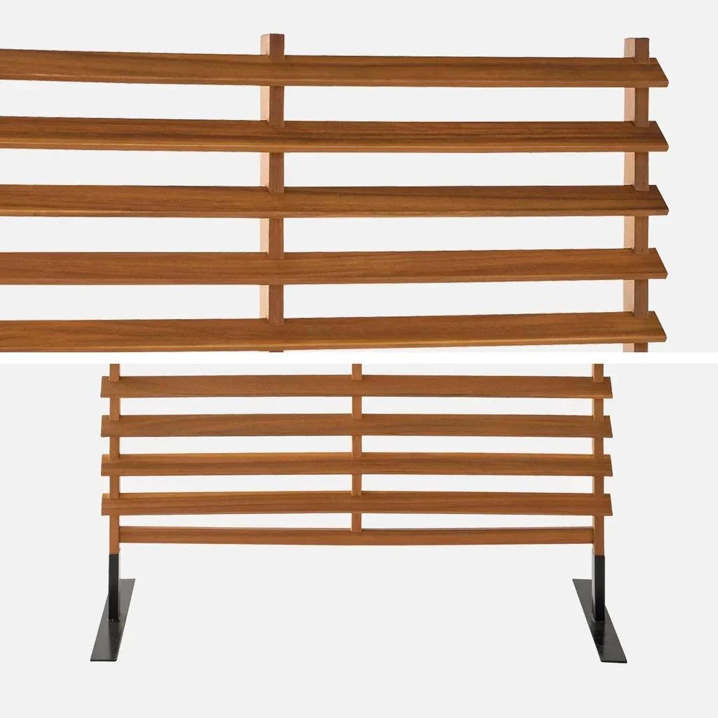 Biombo madeira acácia 100 cm interior exterior ripas inclinadas