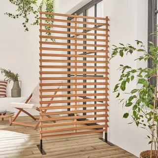 Biombo madeira acácia 100 cm interior exterior ripas inclinadas