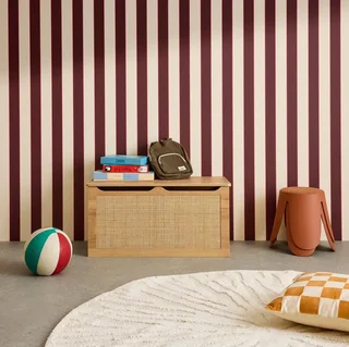 Coffre à jouets bois cannage naturel chambre enfant bohème