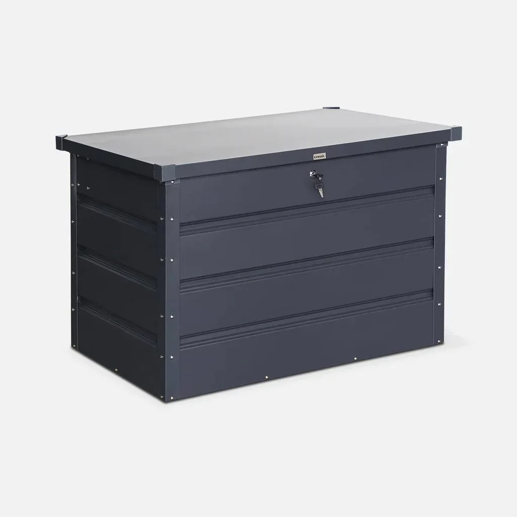 Baú jardim metal 285L antracite impermeável com fechadura