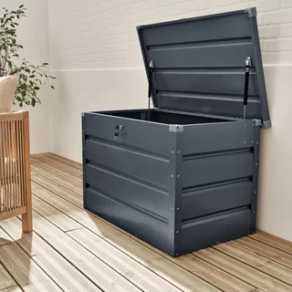 Baú jardim metal 285L antracite impermeável com fechadura