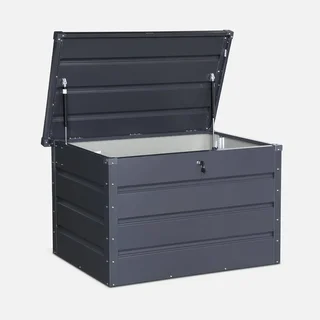 Baú jardim metal 285L antracite impermeável com fechadura