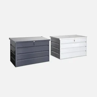 Baú jardim metal 285L antracite impermeável com fechadura