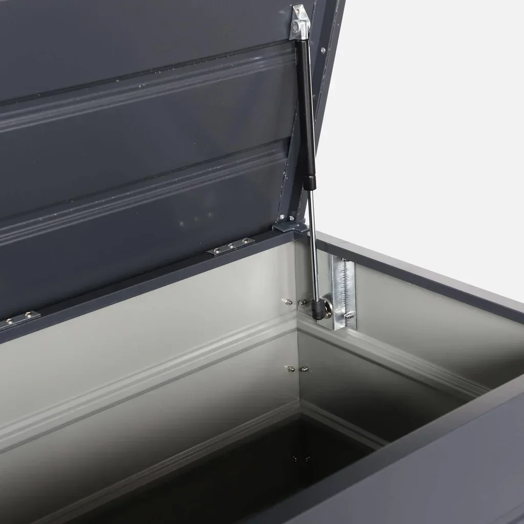 Baú jardim metal 285L antracite impermeável com fechadura